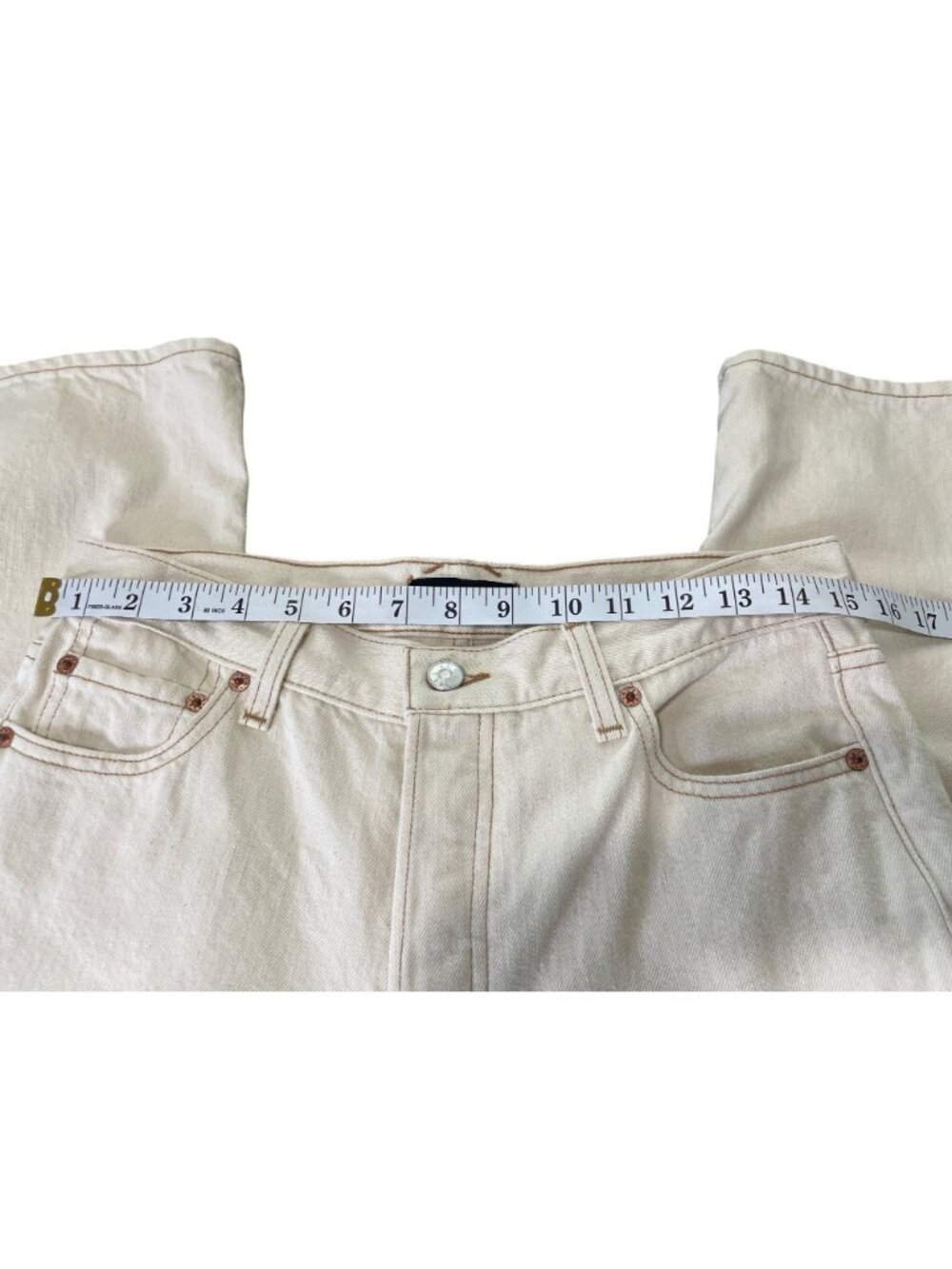 Alex Mill Womens Size 29x30 Bev Jeans Relaxed Straight Button-Fly Ecru Cream USA - Picture 5 of 11